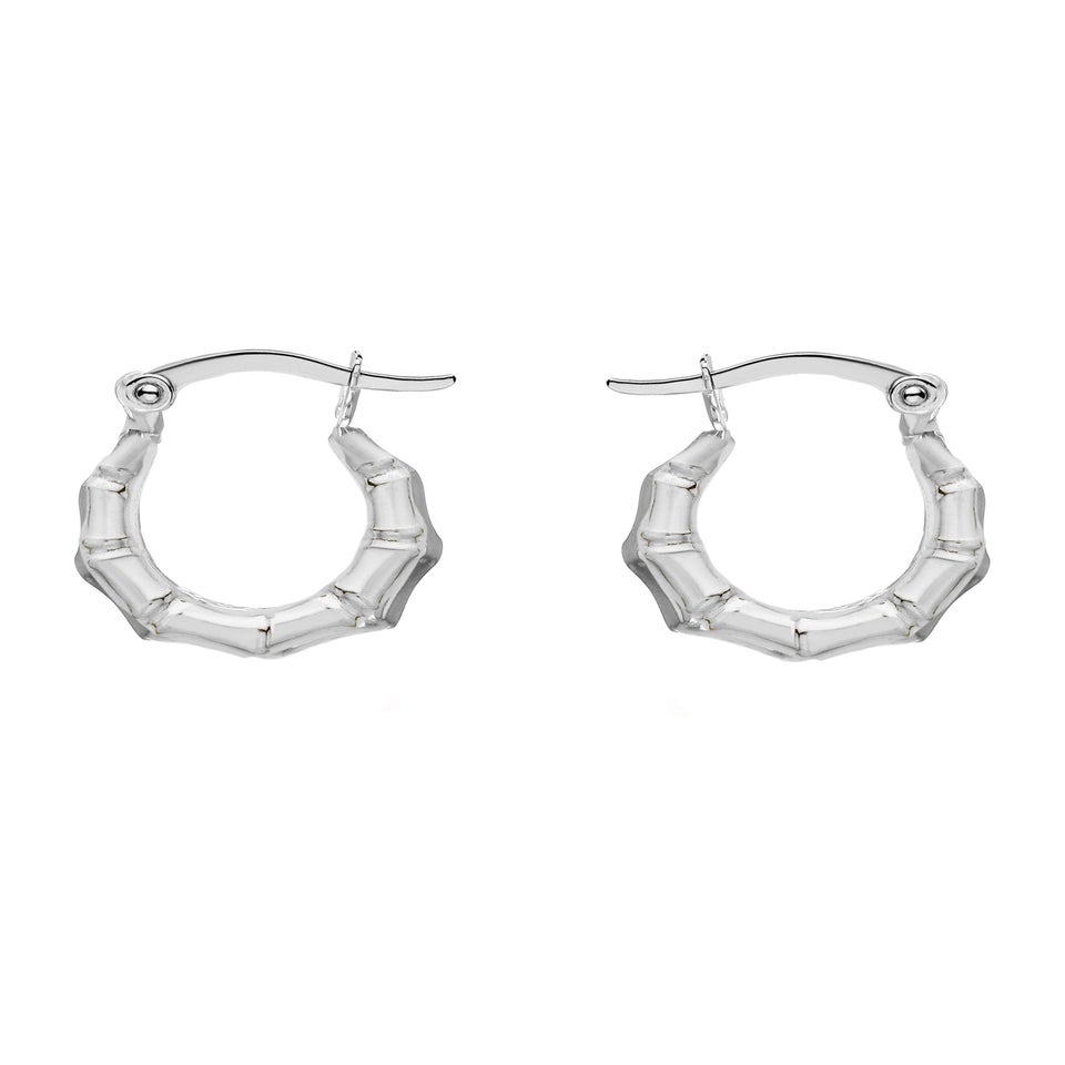 Golden Moments Sterling Silver 'Bamboo' Creole Earrings
