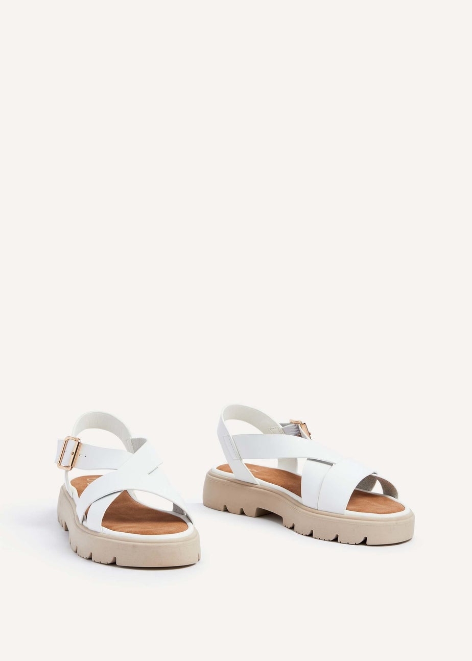 Linzi Blake White Faux Leather Chunky Sandal