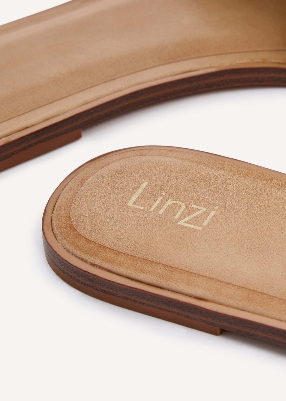 Linzi Antonia Green & Natural Two-Tone Woven Slider Sandal