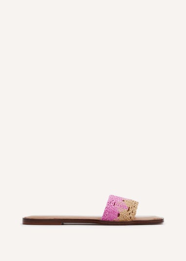 Linzi Antonia Pink Two-Tone Woven Slider Sandal
