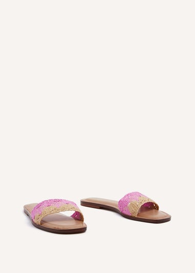 Linzi Antonia Pink Two-Tone Woven Slider Sandal