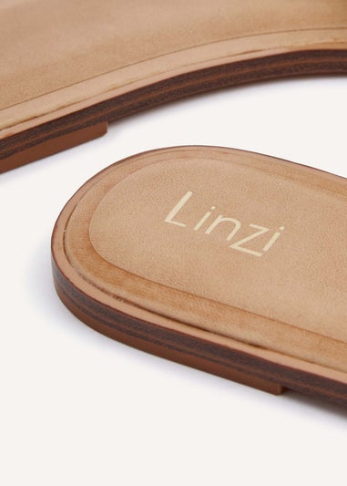 Linzi Antonia White & Natural Two-Tone Woven Slider Sandal