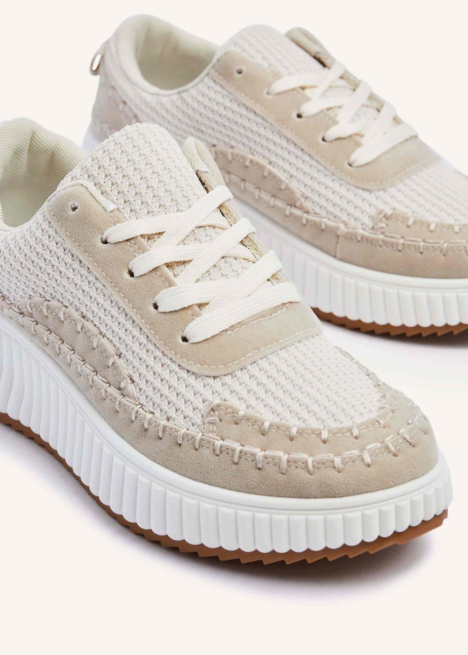 Linzi Aretha Beige Knitted Trainer