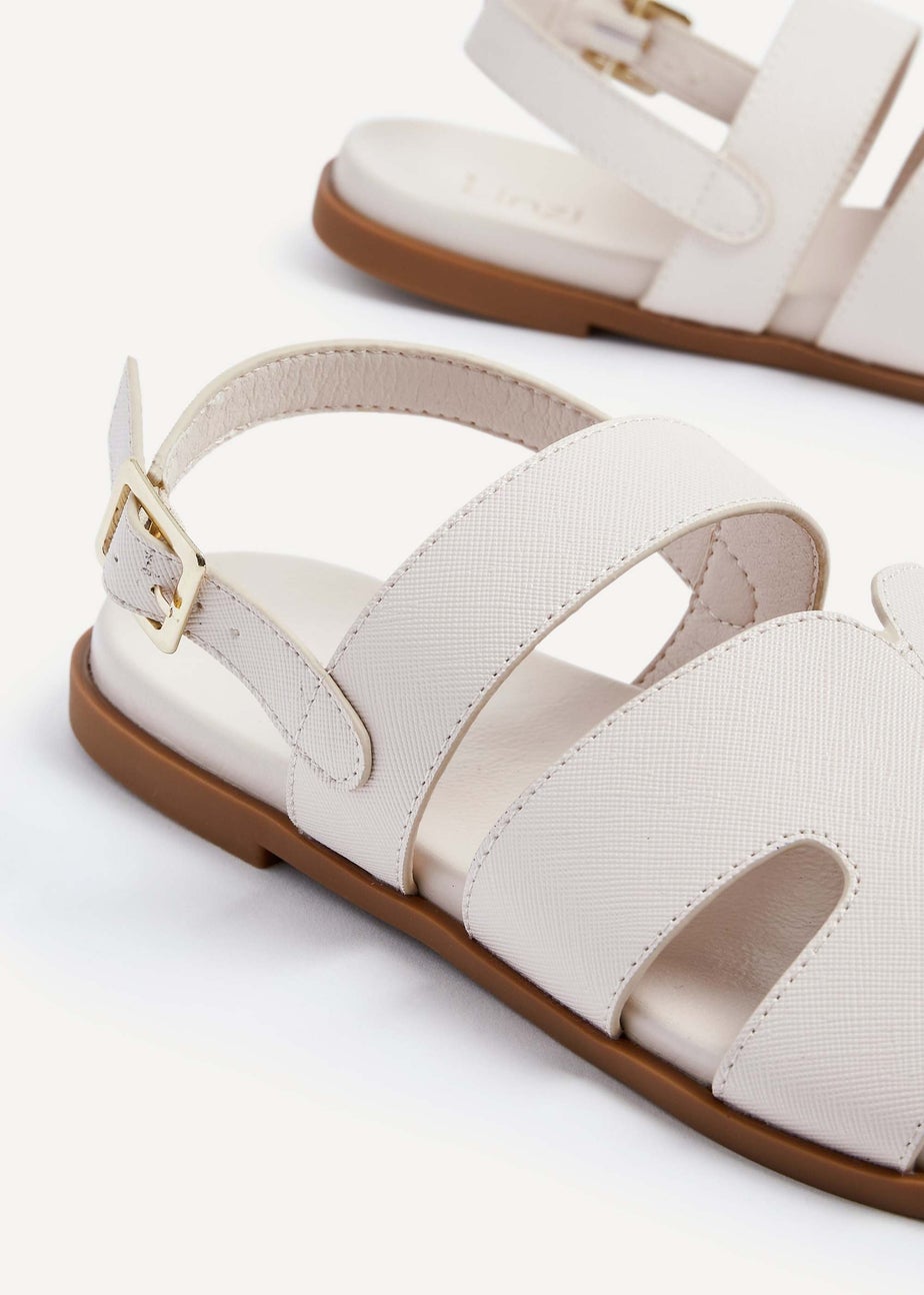 Linzi Island Cream Faux Leather Two Part Cut Out Sandal