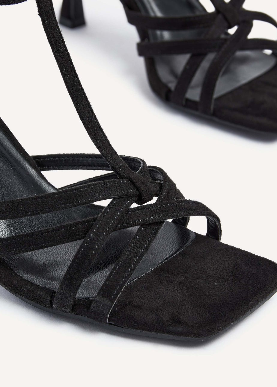 Linzi Lilah Black Faux Suede T-Bar High Heel