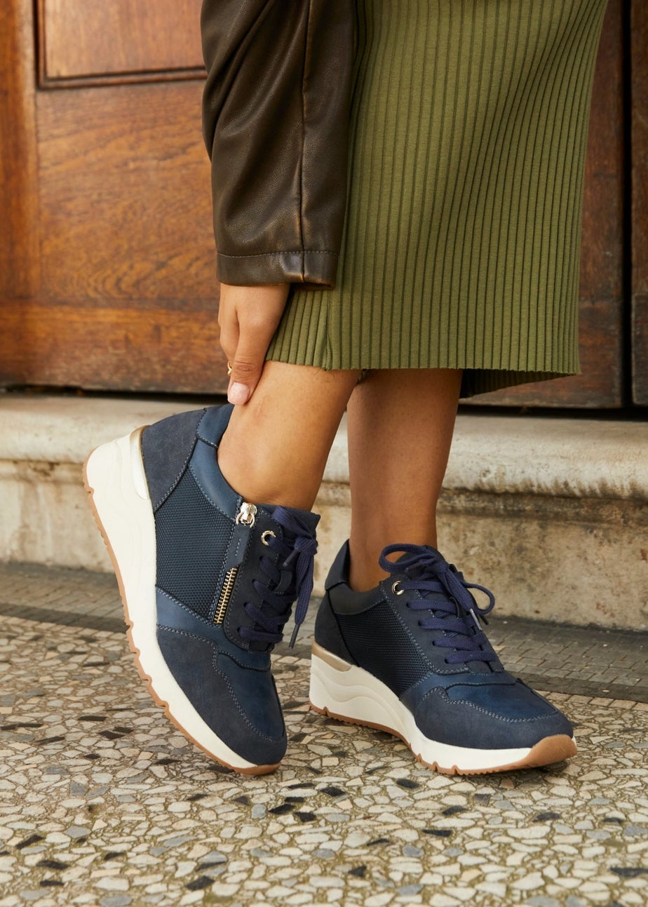Linzi Luca Navy Wedge Trainers
