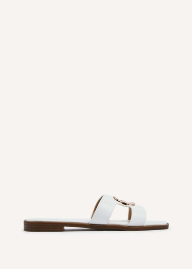 Linzi Vida White Faux Leather Flat Sandal
