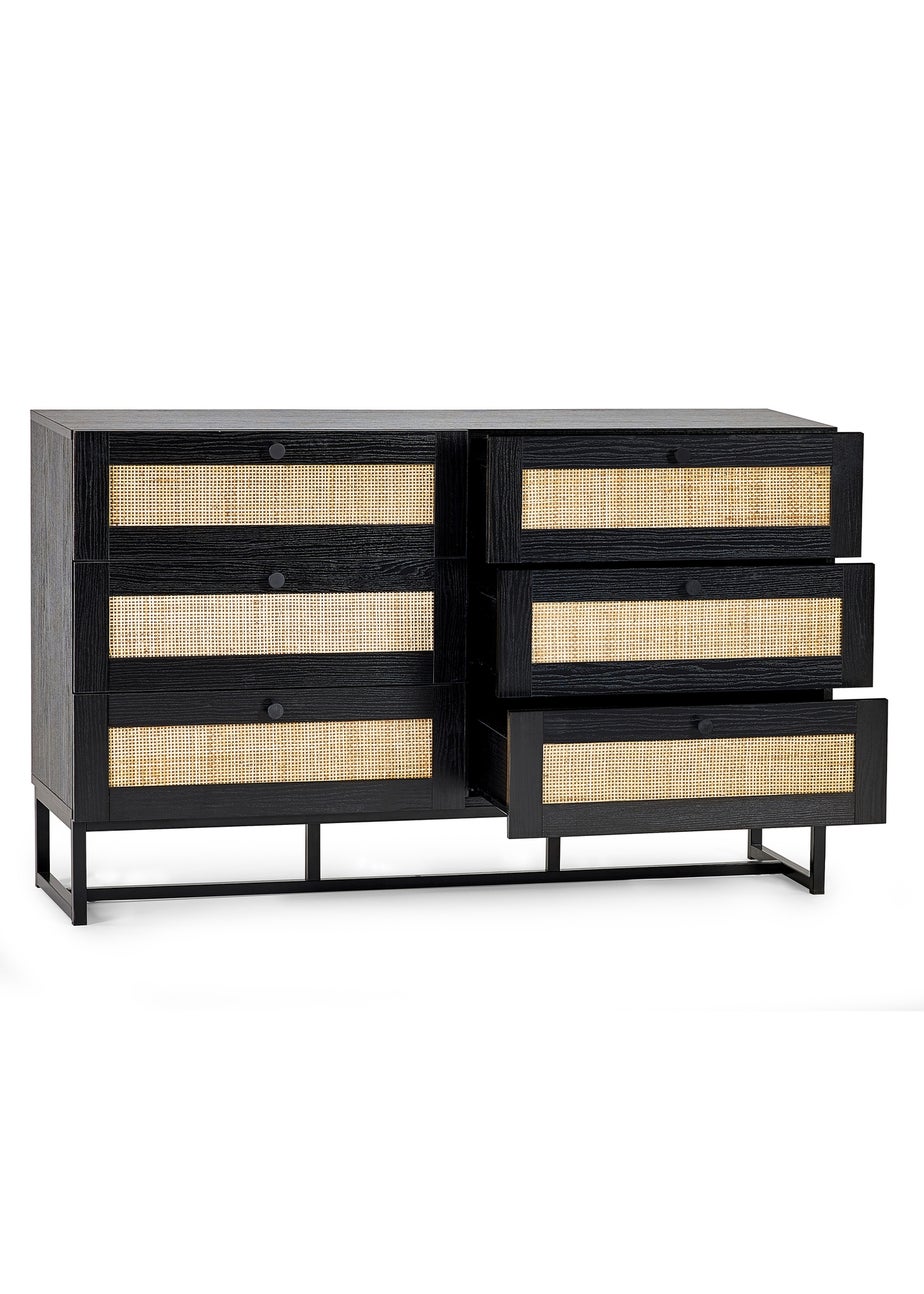Julian Bowen Padstow 6 Drawer Chest in Black (75 x 120 x 40cm)
