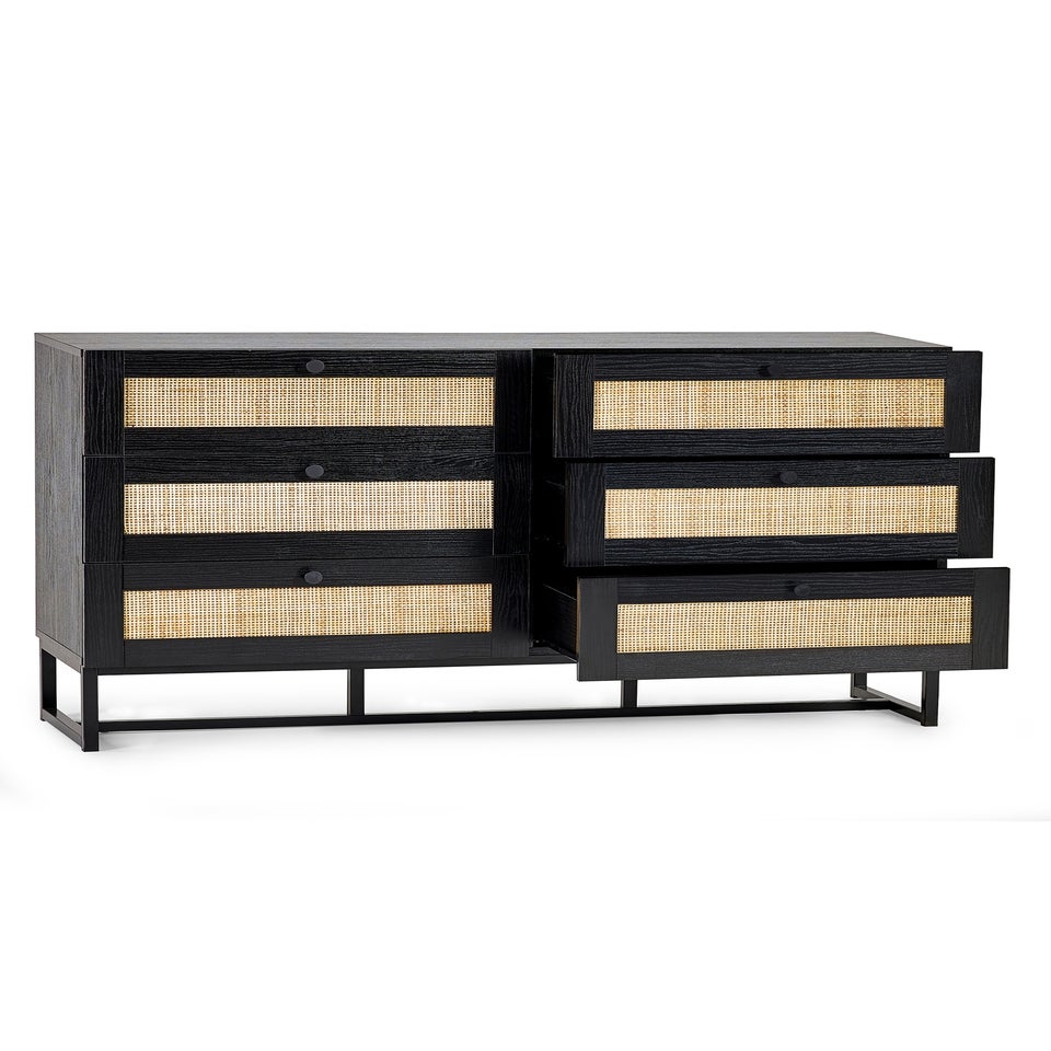 Julian Bowen Padstow 6 Drawer Chest in Black (75 x 120 x 40cm)