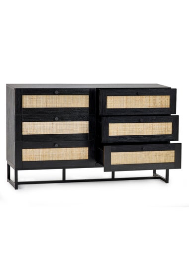 Julian Bowen Padstow 6 Drawer Chest in Black (75 x 120 x 40cm)