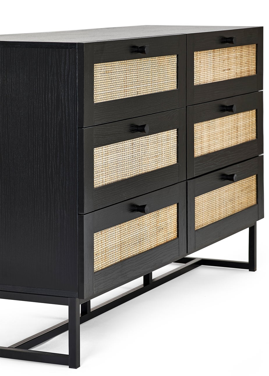Julian Bowen Padstow 6 Drawer Chest in Black (75 x 120 x 40cm)