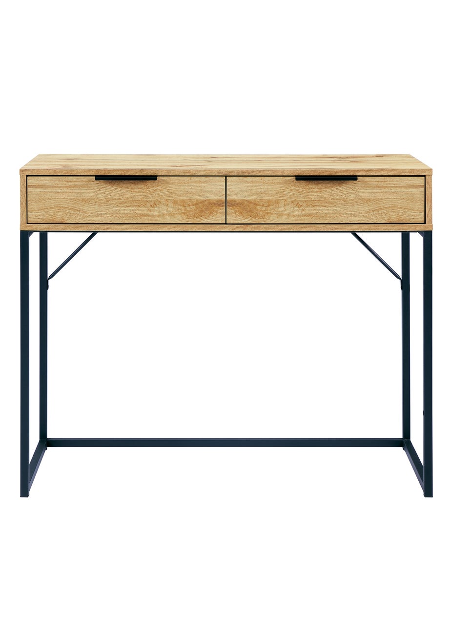Julian Bowen Bali 2 Drawer Table in Light Oak (80 x 100 x 45cm)
