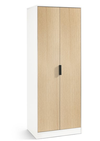 Julian Bowen Alba 2 Door Wardrobe in White and Oak (202 x 77 x 53cm)