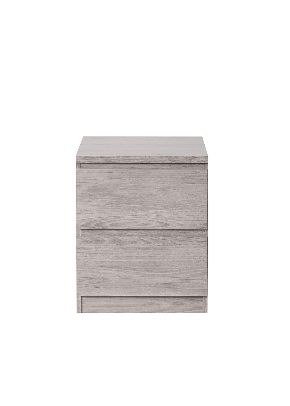 Julian Bowen Jupiter 2 Drawer Bedside in Grey Oak (57 x 45 x 45cm)