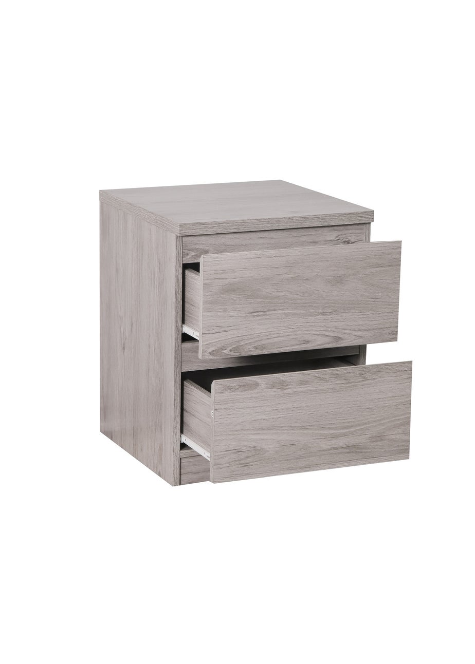 Julian Bowen Jupiter 2 Drawer Bedside in Grey Oak (57 x 45 x 45cm)