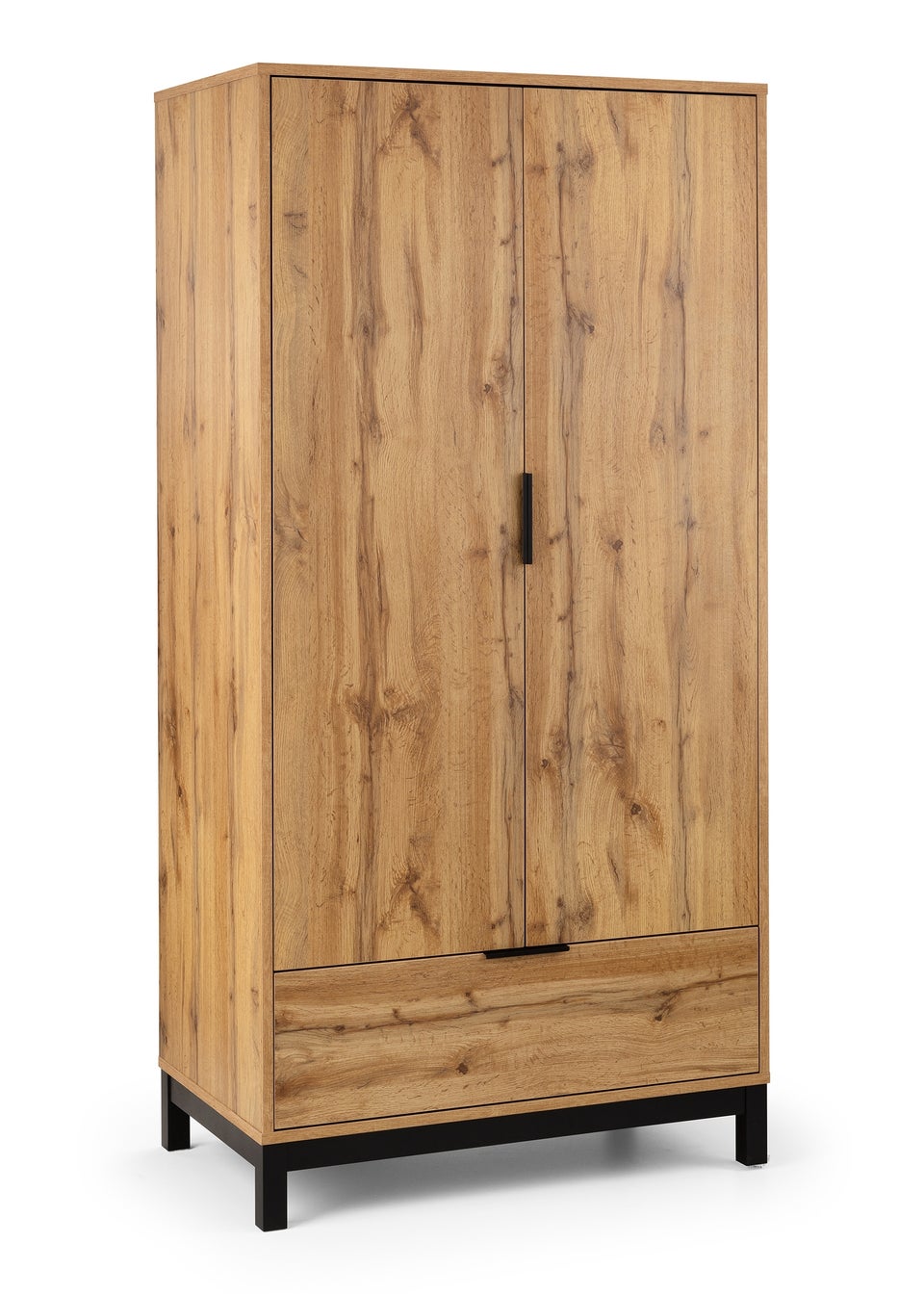 Julian Bowen Bali 2 Door 1 Drawer Wardrobe in Light Oak (185 x 92 x 55cm)