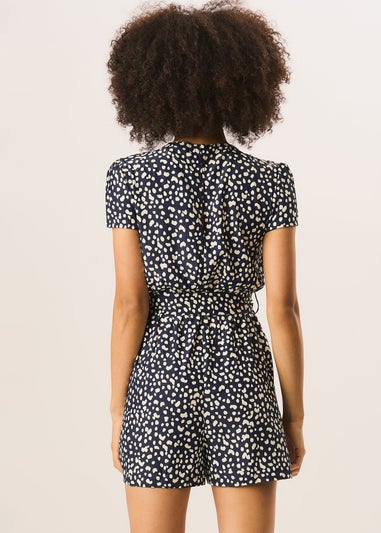 Gini London Blue Animal Print Belted Wrap Playsuit