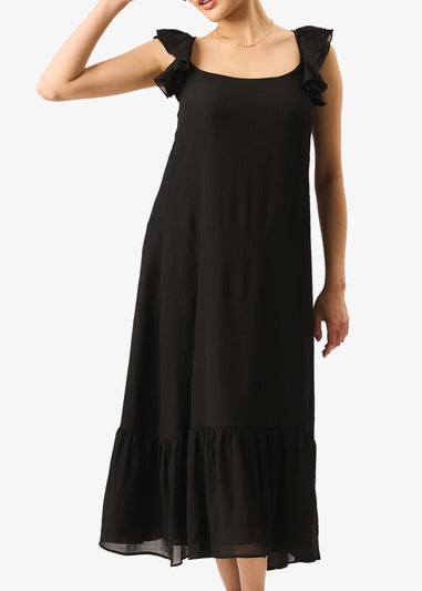 Gini London Black Ruffle Short Sleeve Maxi Dress