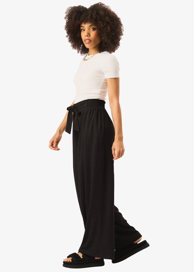 Gini London Black Paperbag Waist Tie Trousers