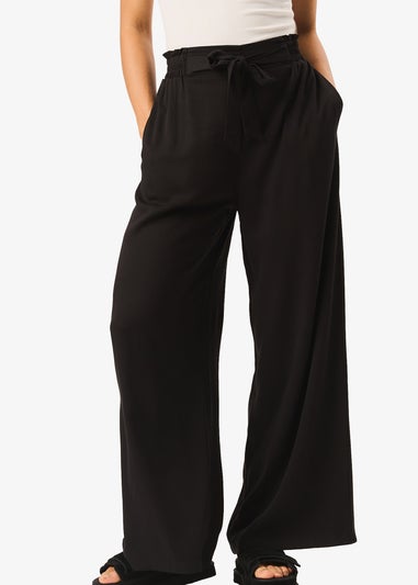 Gini London Black Paperbag Waist Tie Trousers