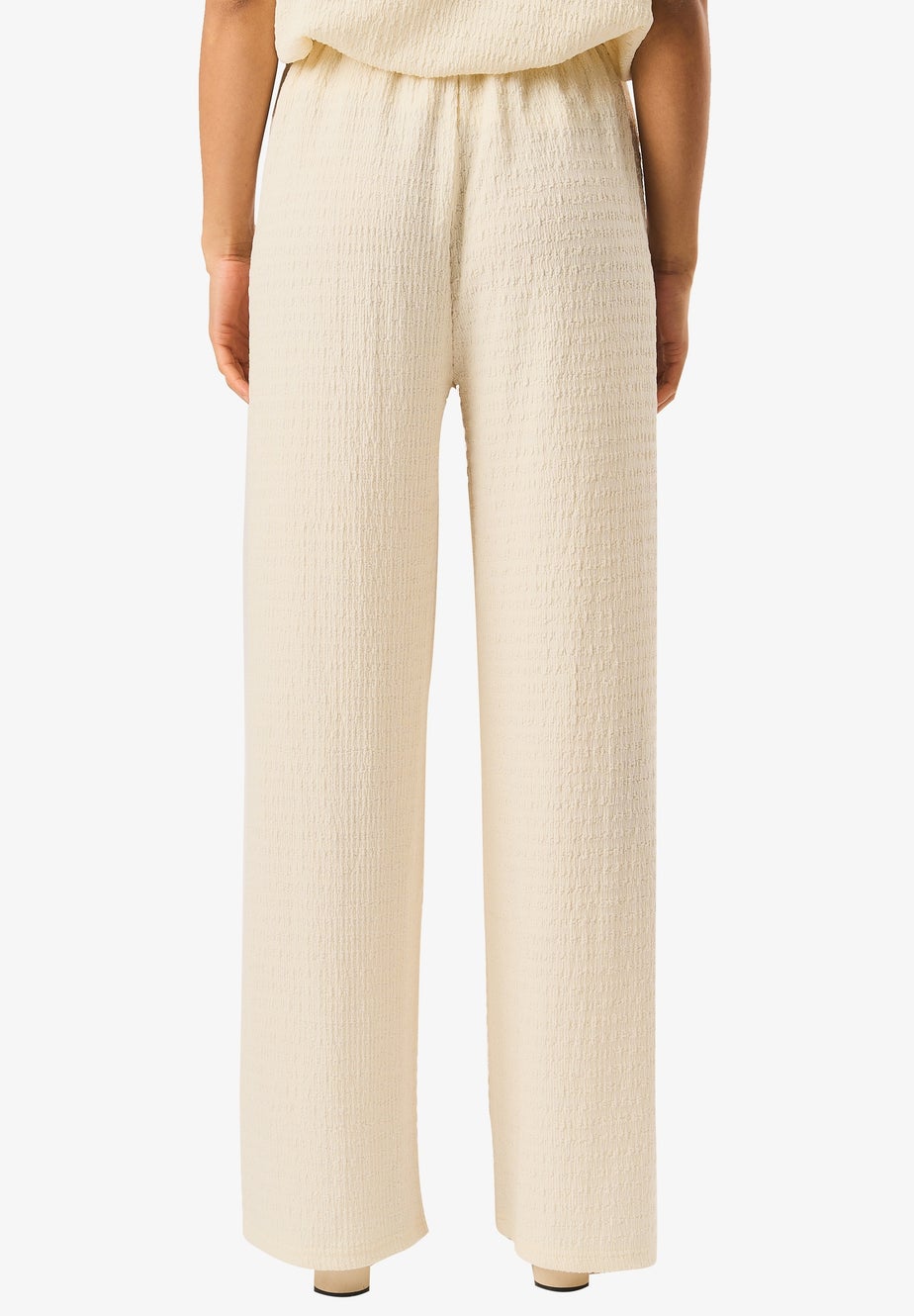 Gini London Ivory Textured Elastic Waist Pull On Trousers