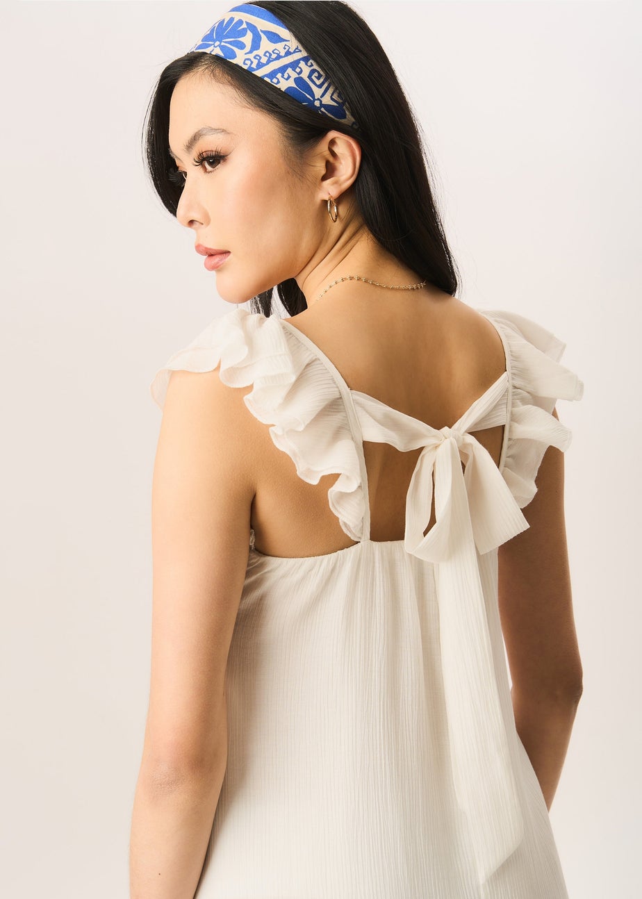 Gini London White Ruffle Short Sleeve Maxi Dress