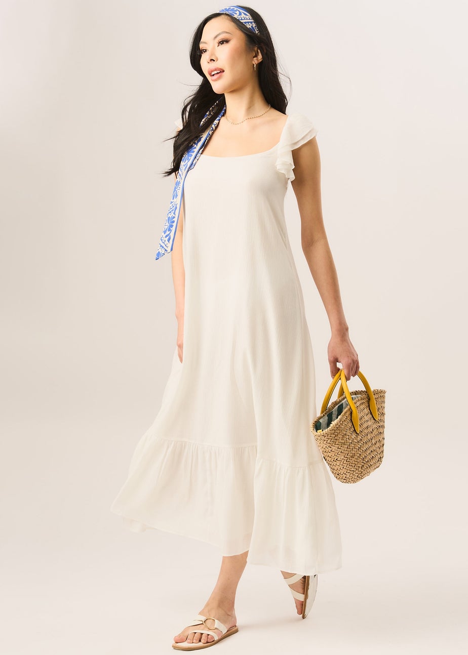 Gini London White Ruffle Short Sleeve Maxi Dress