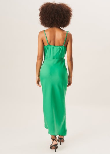 Gini London Green Cowl Neck Asymmetric Hem Midi Dress