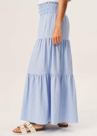Gini London Blue Smocked Tiered Maxi Skirt