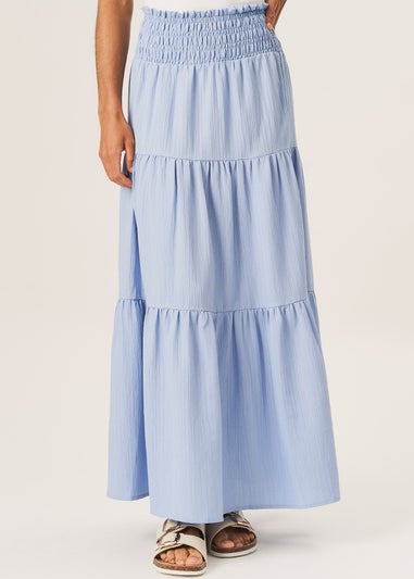 Gini London Blue Smocked Tiered Maxi Skirt