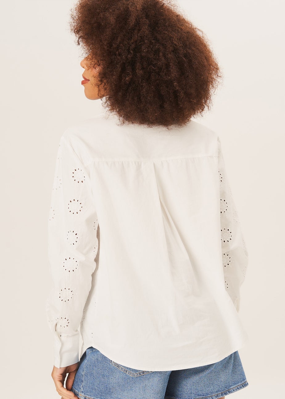 Gini London White  Cotton Embroidered Shirt