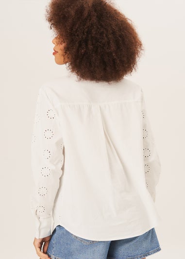 Gini London White  Cotton Embroidered Shirt
