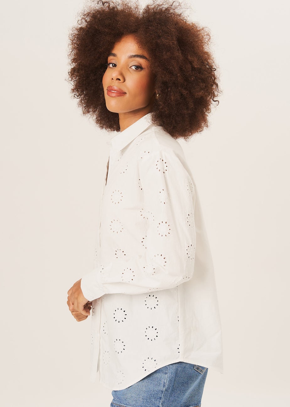 Gini London White  Cotton Embroidered Shirt