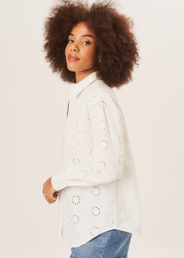 Gini London White  Cotton Embroidered Shirt
