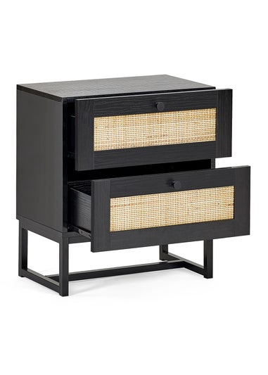 Julian Bowen Padstow 2 Drawer Bedside in Black (55 x 50 x 30cm)