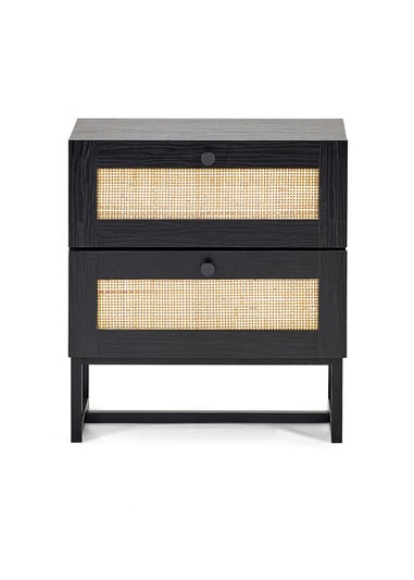 Julian Bowen Padstow 2 Drawer Bedside in Black (55 x 50 x 30cm)