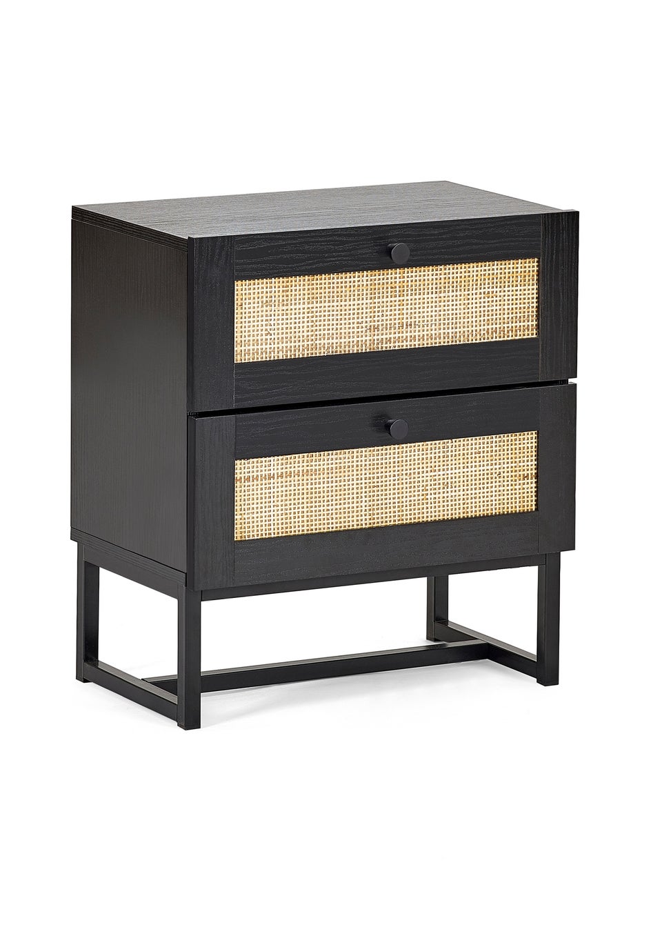Julian Bowen Padstow 2 Drawer Bedside in Black (55 x 50 x 30cm)