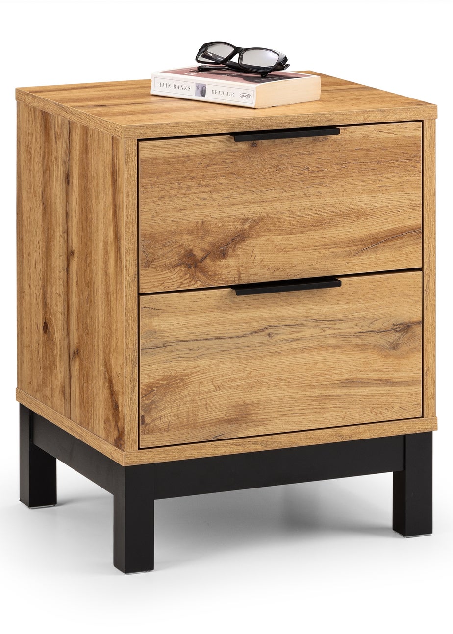 Julian Bowen Bali 2 Drawer Bedside in Light Brown (57.5 x 45 x 40cm)