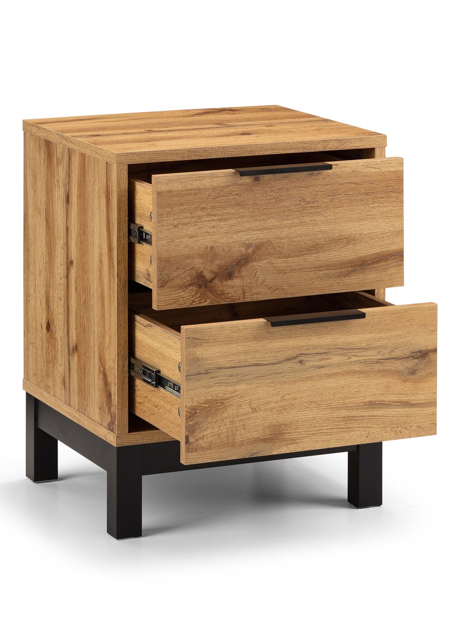 Julian Bowen Bali 2 Drawer Bedside in Light Brown (57.5 x 45 x 40cm)