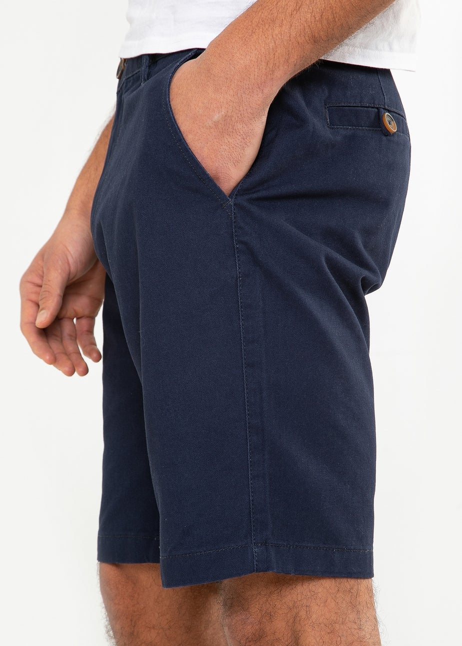 Threadbare Navy Regular Fit Cotton Chino Shorts