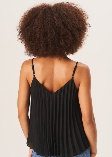 Gini London Black Strappy Pleated Cami Top