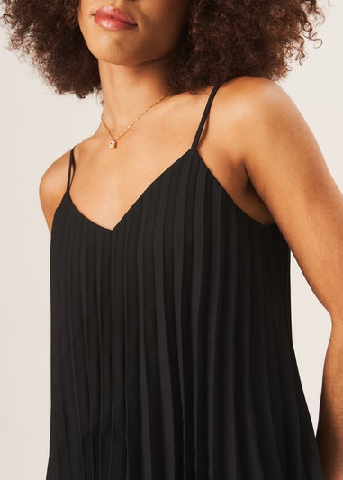 Gini London Black Strappy Pleated Cami Top