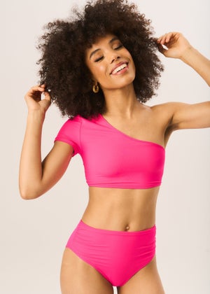 Gini London Fuchsia High Waisted Bikini Bottoms