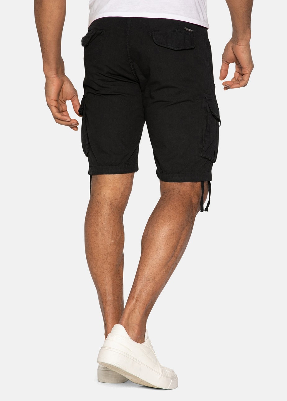 Threadbare Black Cotton Cargo Shorts