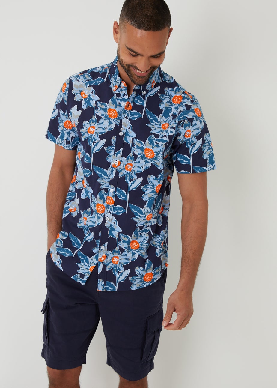 Threadbare Navy Manchester Cotton Cargo Shorts