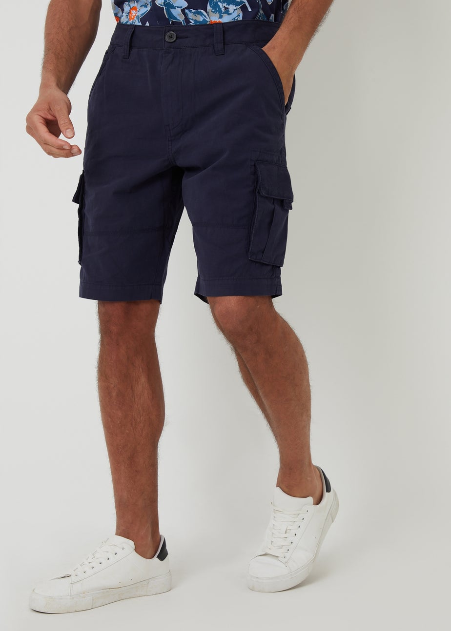 Threadbare Navy Manchester Cotton Cargo Shorts