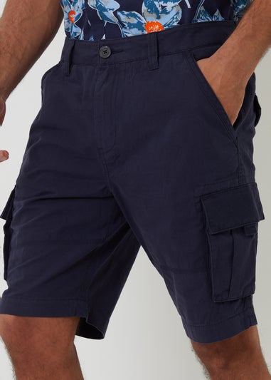 Threadbare Navy Manchester Cotton Cargo Shorts