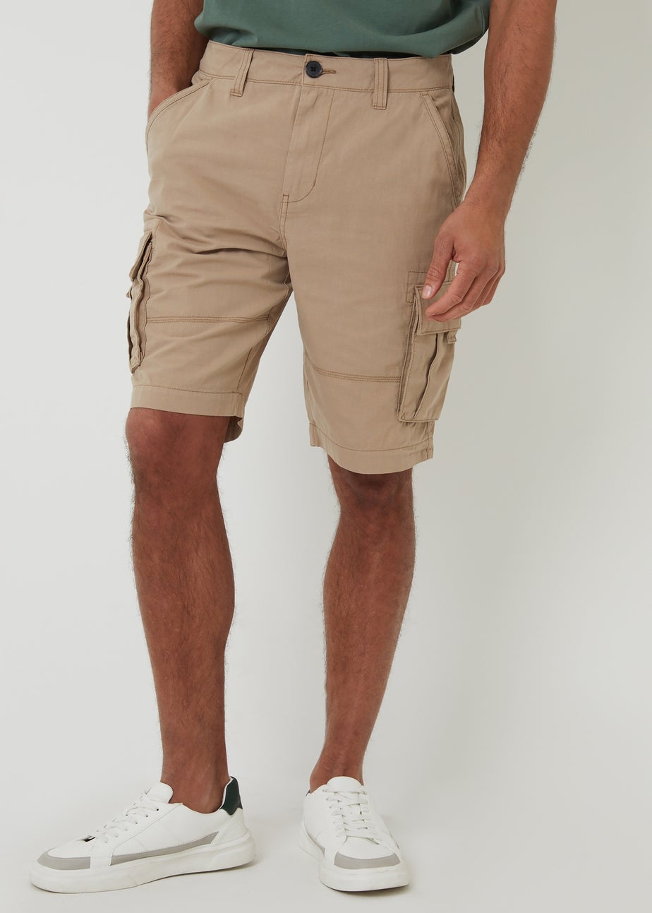 Threadbare Stone Manchester Cotton Cargo Shorts