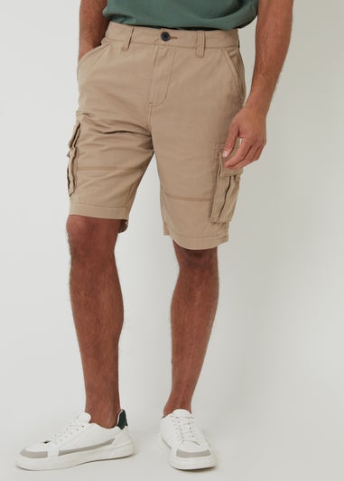 Threadbare Stone Manchester Cotton Cargo Shorts