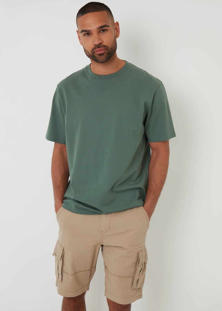 Threadbare Stone Manchester Cotton Cargo Shorts